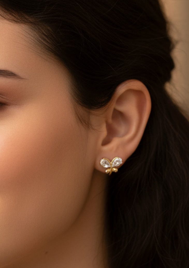 Boucles d’oreilles dorées – forme papillon – XP