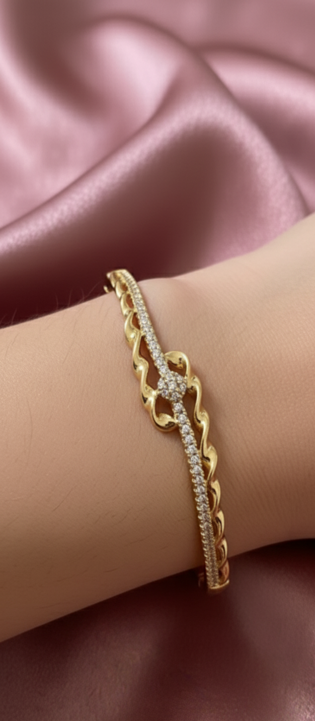 Bracelet jonc rigide - Motif celtique & strass- XP