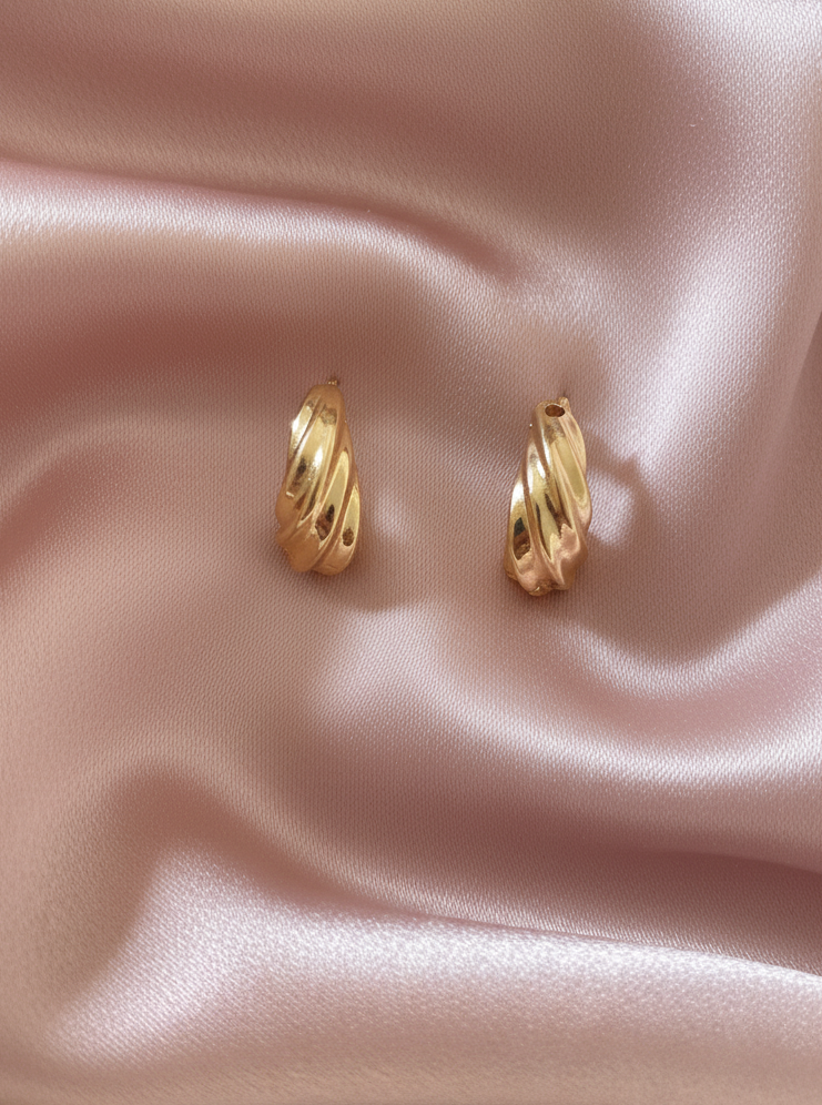 Boucles d’oreilles créoles torsadées – doré – XP