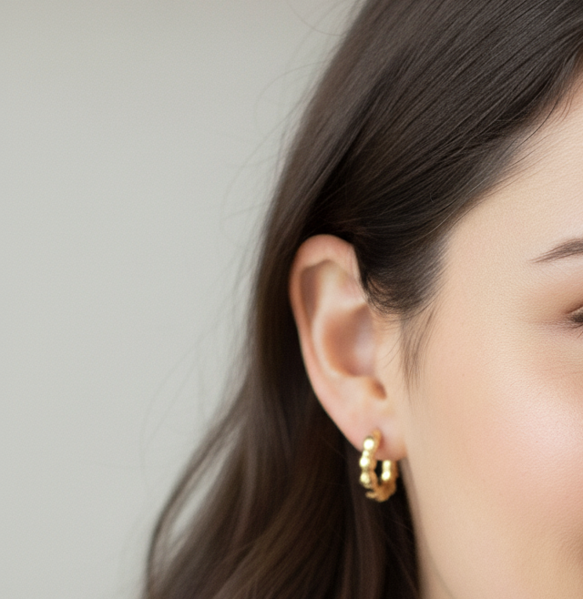 Boucles d’oreilles dorées – créoles ondulées – XP