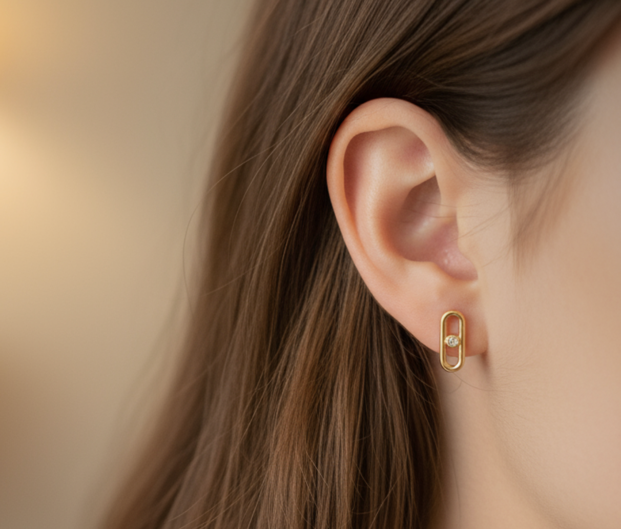 Boucles d’oreilles dorées – clous forme maillon – XP