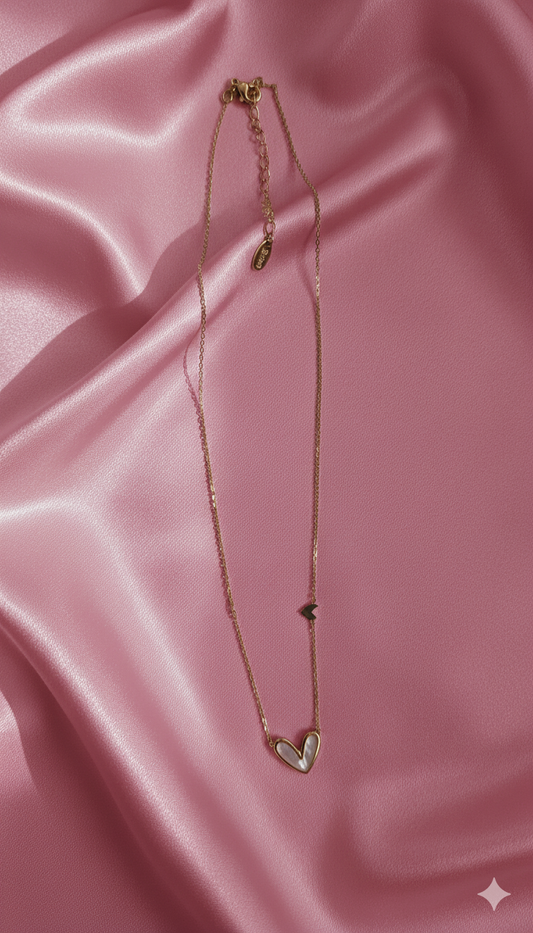 Collier Cœur en Nacre Blanche