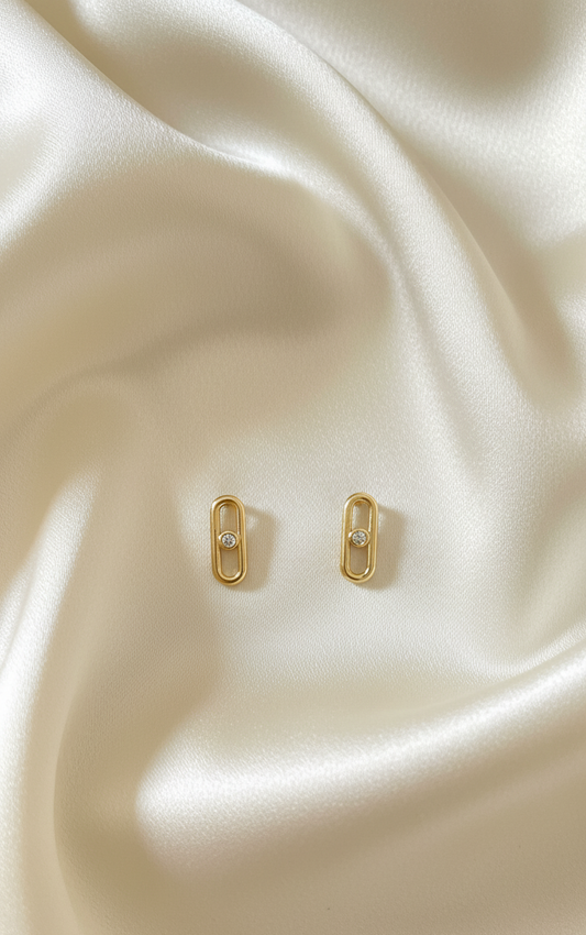 Boucles d’oreilles dorées – clous forme maillon – XP