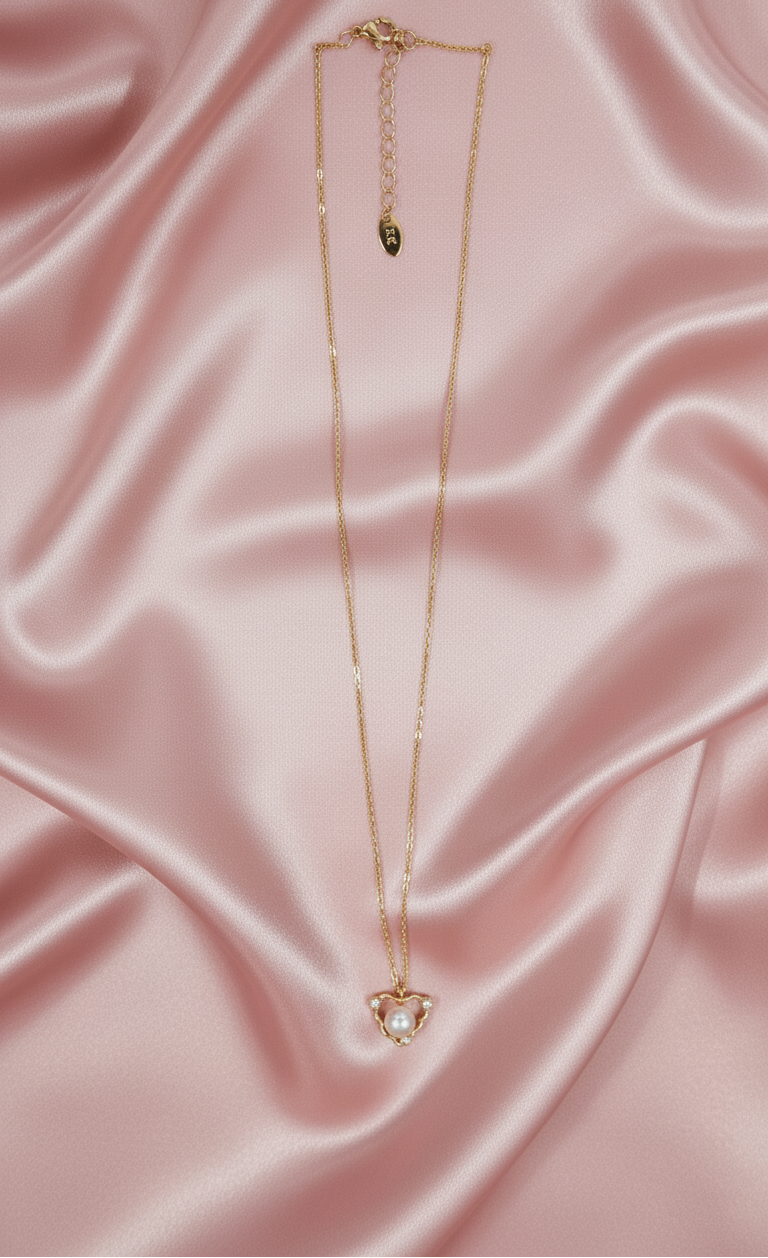 Collier doré – pendentif cœur avec perle – AG