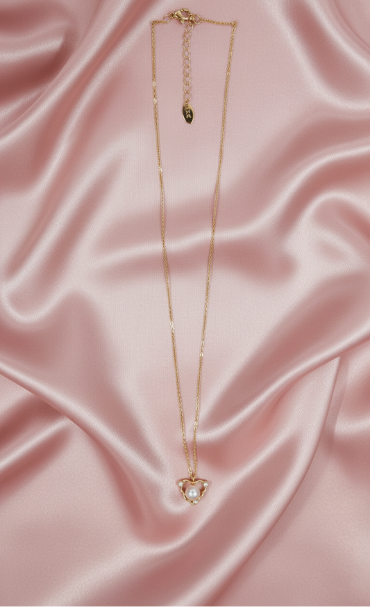 Collier doré – pendentif cœur avec perle – AG