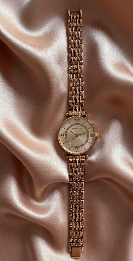 Montre femme style Armani – Rose Gold – Acier inoxydable